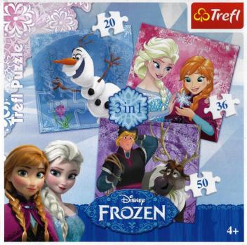 Trefl Puzzle 34810 - Frozen Land Heroes - 3-in-1 Puzzles