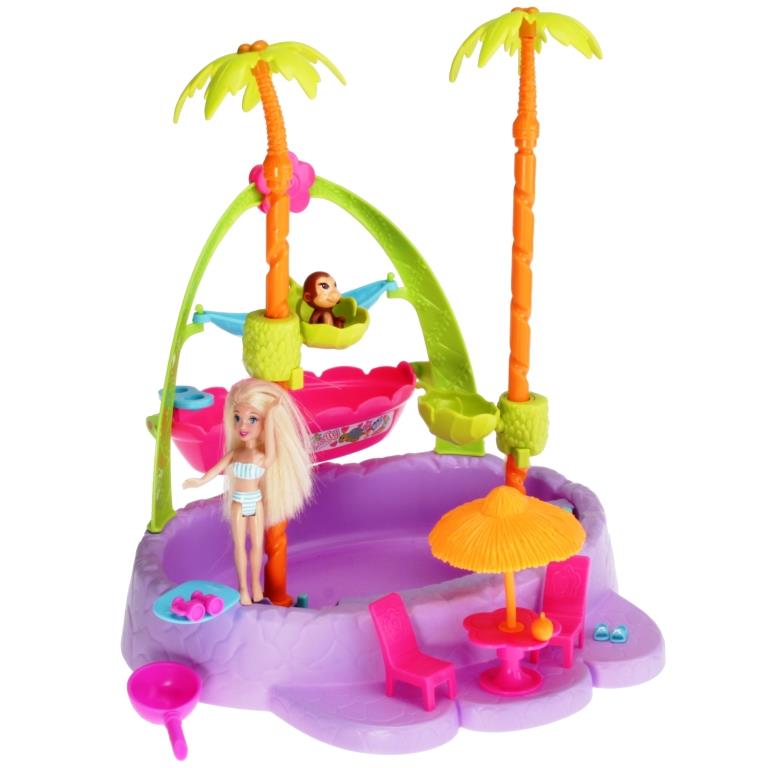 Playset 2009 DECOTOYS Splash Pool Adventure Tropical - - R2588 Pocket Polly