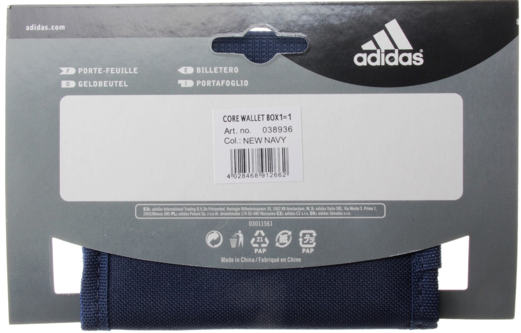 Adidas - Core Wallet Geldbeutel 038936 New Navy - DECOTOYS