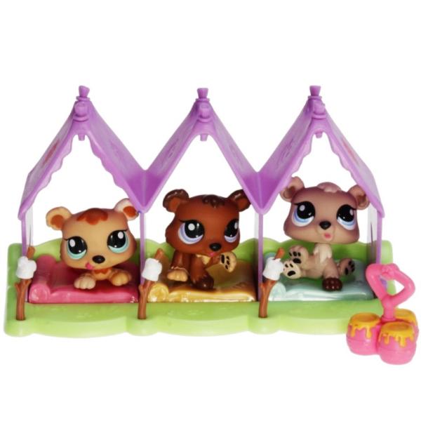 Littlest Pet Shop~#1554~#1555~#1556~Petriplets Bear Cubs~Pink Stand 